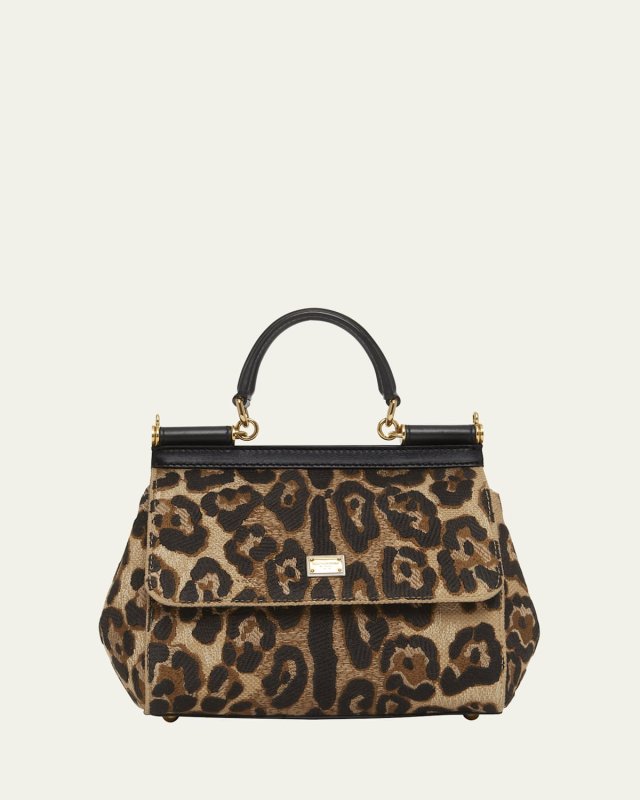 Sicily Small Leopard Top-Handle Bag